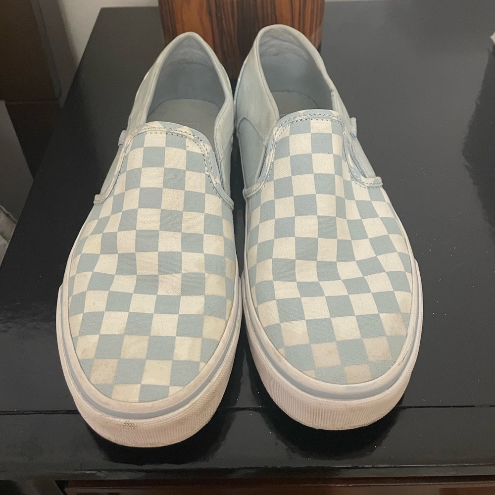Blue Checkered Slip-on Vans Sz. 8.5